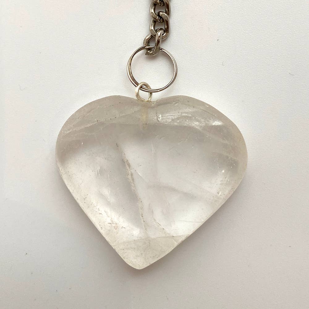 Crystal Heart Keychain, 10x3cm: Clear Quartz