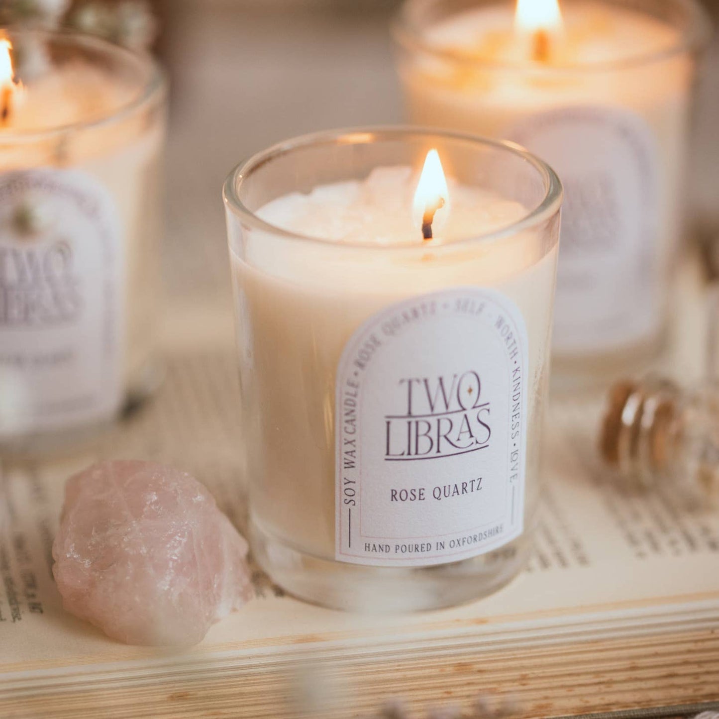 Two Libras: Set of 3 Mini Crystal Intention Candles in Gift Box