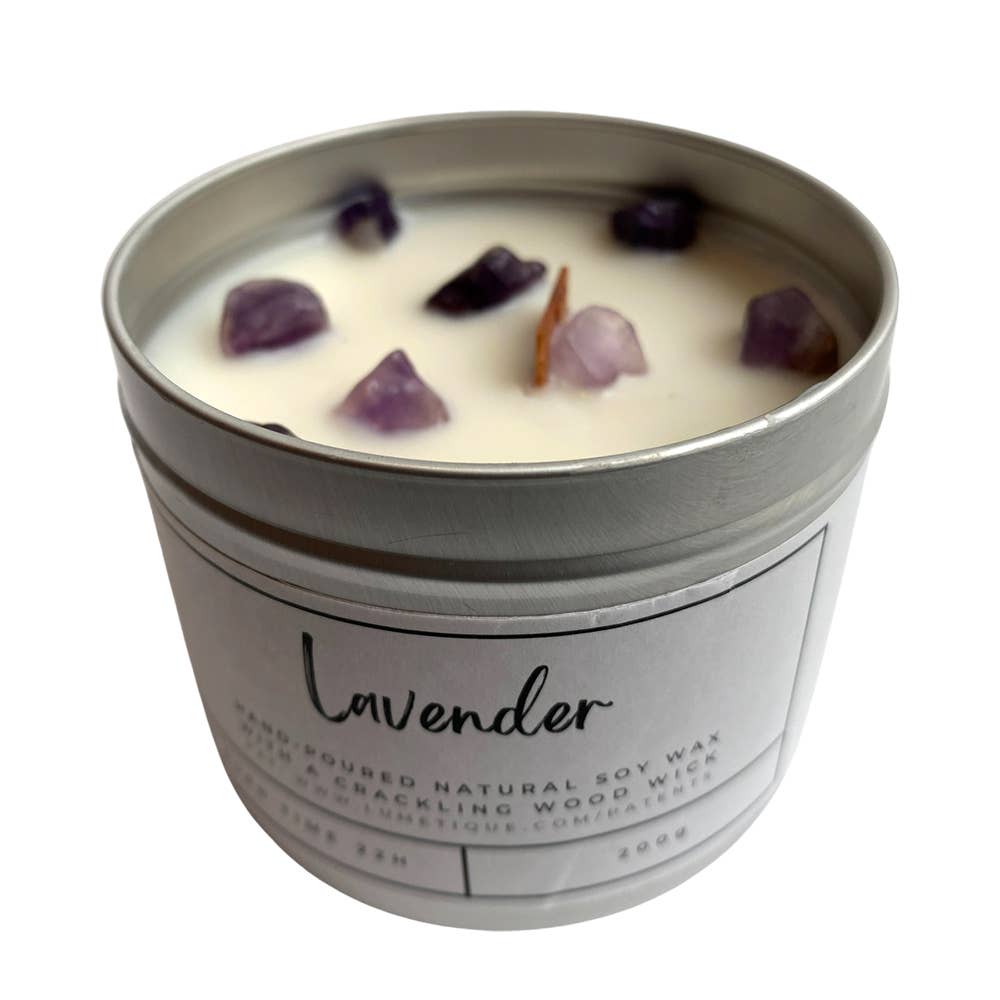 Aluminium Tin Candle: Lavender with Amethyst