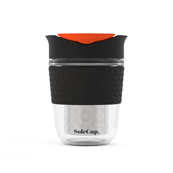 SoleCup Travel Mug - with tea infuser- 12oz Black Cork