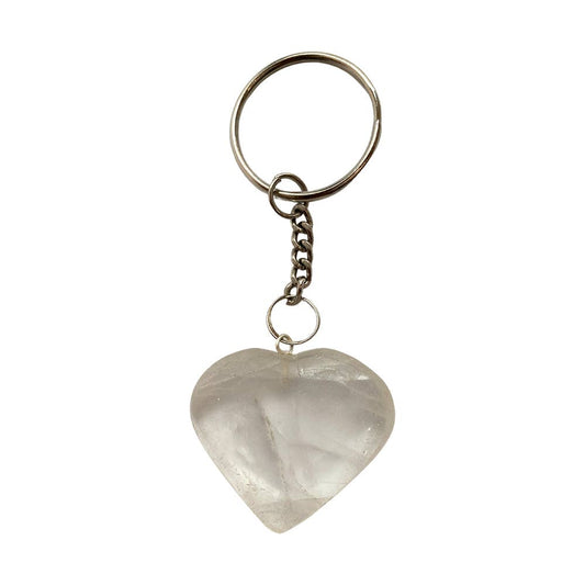 Crystal Heart Keychain, 10x3cm: Clear Quartz