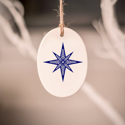 Folksy Star Ceramic Hanging Decoration