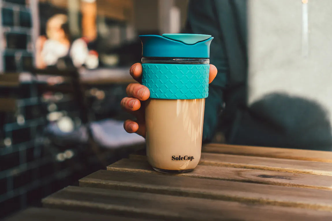SoleCup Large Travel Mug - 18oz Blue Silicone