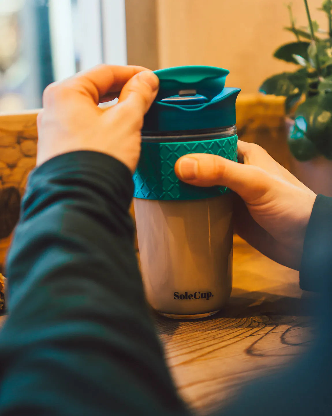 SoleCup Large Travel Mug - 18oz Blue Silicone