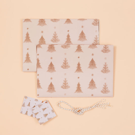 Pink Tree - Christmas Gift Wrap & tag